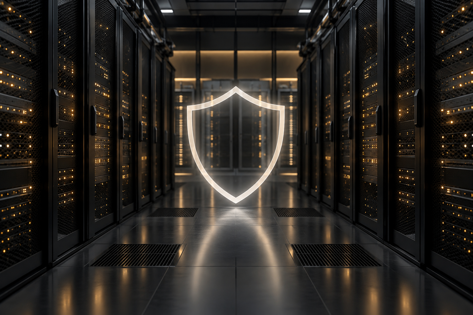A shield motif in a secure data centre